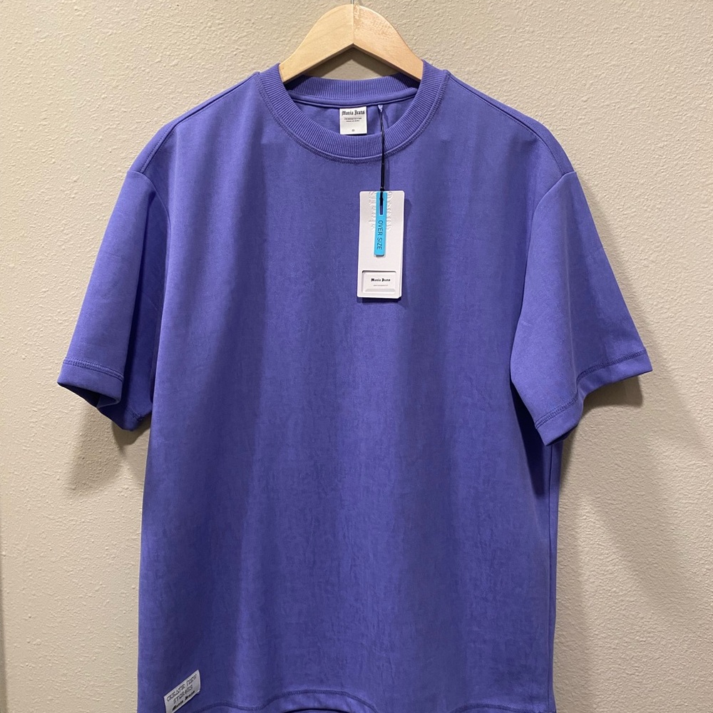 Purple Short Sleeve Tees Classic Crew Neck